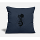 Moon Rose And Eye In Black Color Navy Pillow